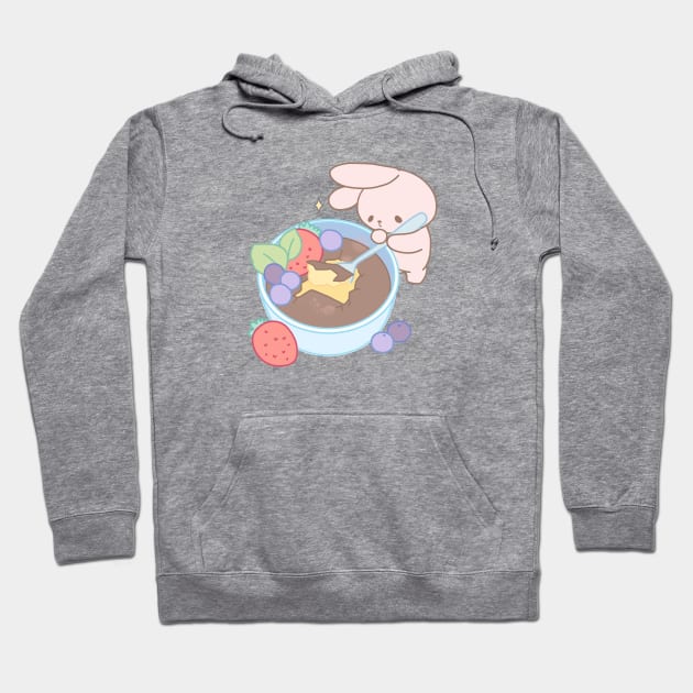 Adorable Bunny Longs for a Taste of Cream Brulee - A Moment of Temptation Hoodie by LoppiTokki